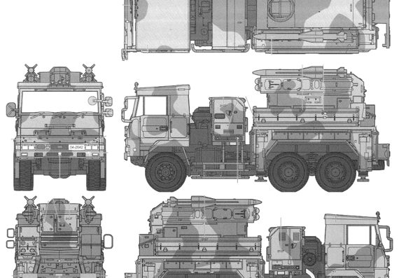 Truck Isuzu Type 73 3.5 t JGSDF + Rocket Launcher - drawings, dimensions, figures