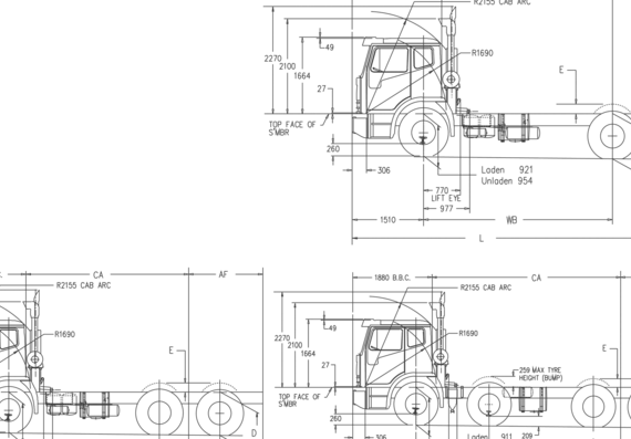 Грузовик Iveco Acco 2350G Distributor - чертежи, габариты, рисунки