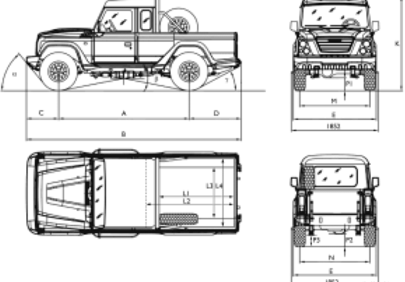 Грузовик Iveco Massif Pick-Up - чертежи, габариты, рисунки