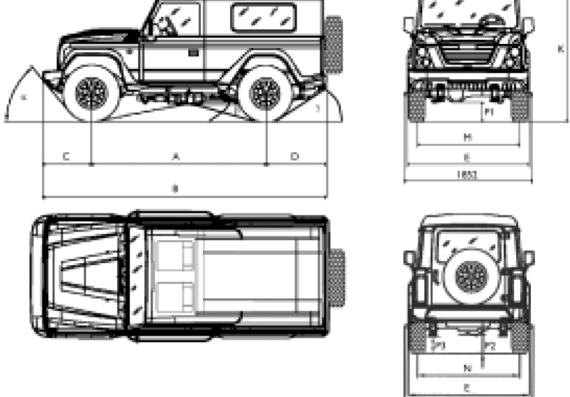 Грузовик Iveco Massif Station Wagon 3-Door - чертежи, габариты, рисунки