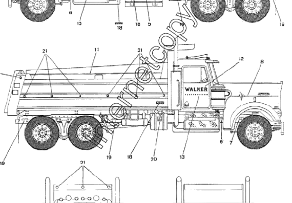 Грузовик Kenworth Dump Truck (1994) - чертежи, габариты, рисунки