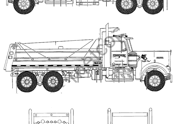 Грузовик Kenworth W900 Dump Truck - чертежи, габариты, рисунки