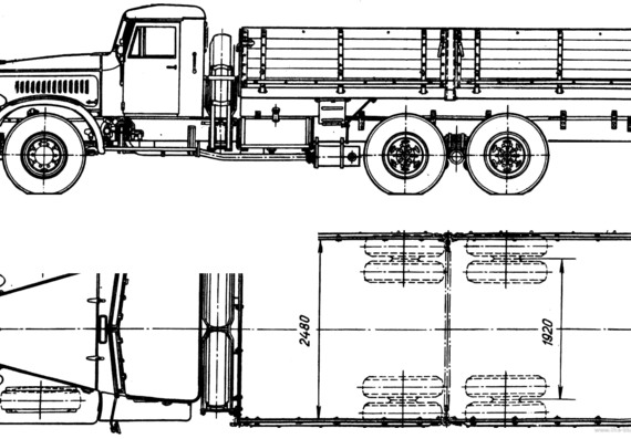 Грузовик KrAZ-219 - чертежи, габариты, рисунки