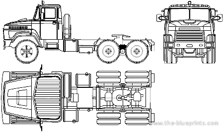 Грузовик KrAZ-6443 6x6 (2007) - чертежи, габариты, рисунки