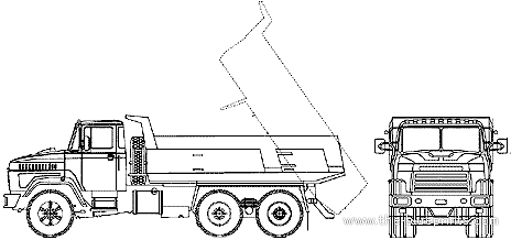 Грузовик KrAZ-65032 Dump Truck 6x6 (2007) - чертежи, габариты, рисунки