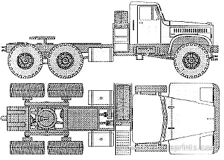 Грузовик KrAZ 255 W 6X6 - чертежи, габариты, рисунки
