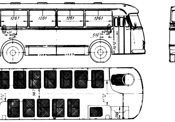 Грузовик LaZ-695M - чертежи, габариты, рисунки