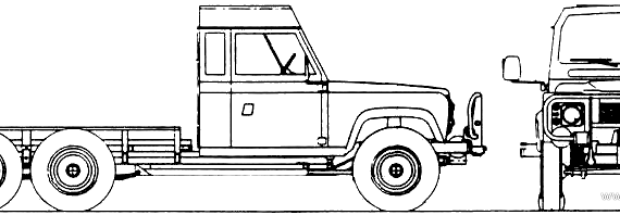Грузовик Land Rover Defender 110 Heavy Duty 6x6 - чертежи, габариты, рисунки