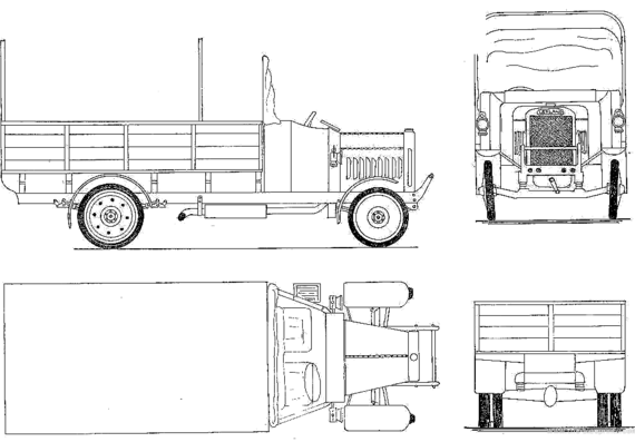 Leyland 3-tonner RAF WW.I truck - drawings, dimensions, pictures