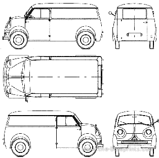 Грузовик Lloyd LTK 600 Van 1955-1956 - чертежи, габариты, рисунки