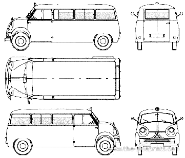 Грузовик Lloyd LT 600 Bus LWB 1956-1961 - чертежи, габариты, рисунки