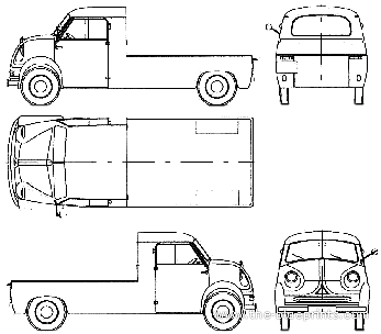 Грузовик Lloyd LT 600 Pickup (1955) - чертежи, габариты, рисунки