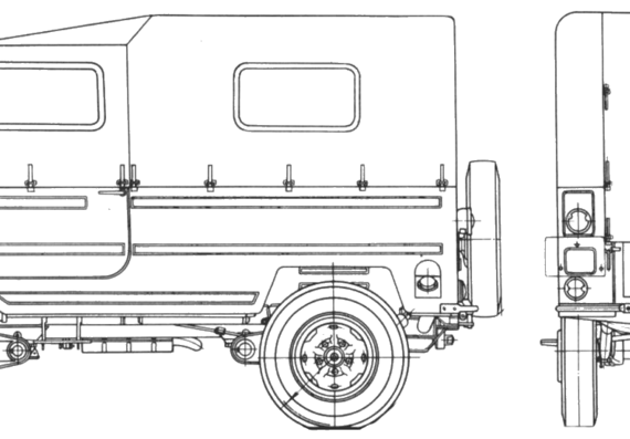 Truck LuaZ-969A - drawings, dimensions, pictures