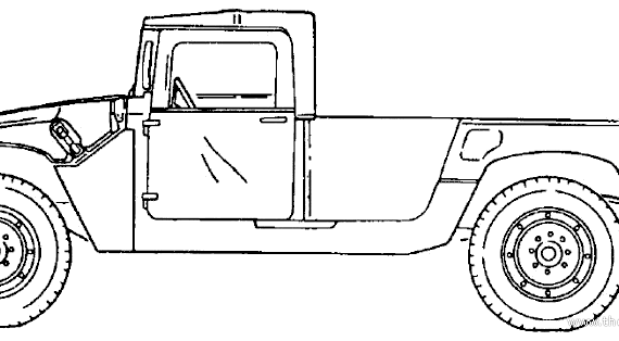 Грузовик M1097A2 HMMWV - чертежи, габариты, рисунки