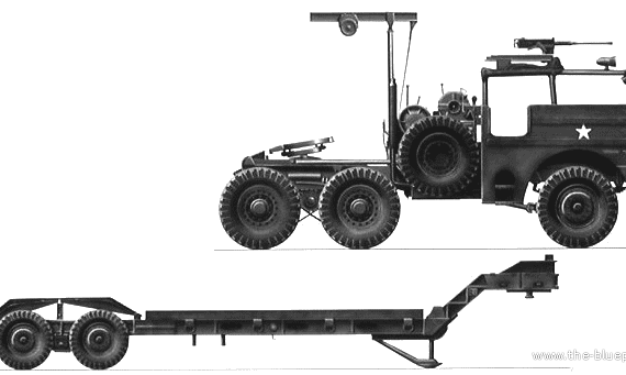 Грузовик M26A-1 Dragon Wagon + M15 Trailer - чертежи, габариты, рисунки