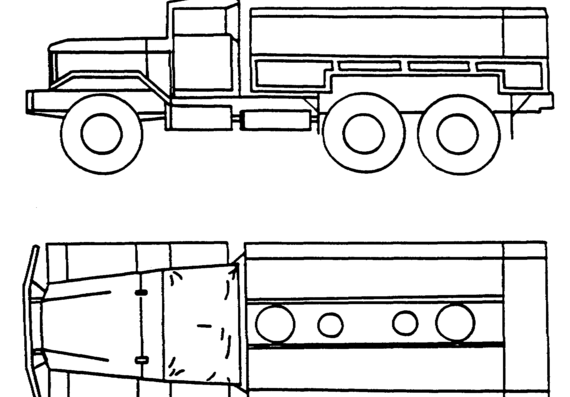 Грузовик M50A3 2.5 ton Water Truck - чертежи, габариты, рисунки