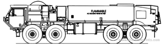 Грузовик M978 Oshkosh Fuel Tanker - чертежи, габариты, рисунки