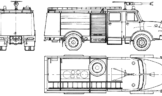 Грузовик MAN 15.240 H Fire Truck (1984) - чертежи, габариты, рисунки