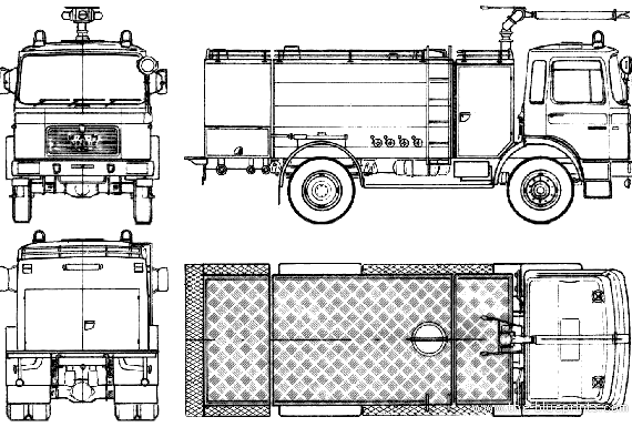 Грузовик MAN 19.320 FAK Fire Truck (1975) - чертежи, габариты, рисунки