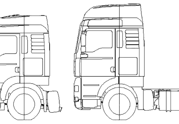 MAN TGA 6x4 truck - drawings, dimensions, figures