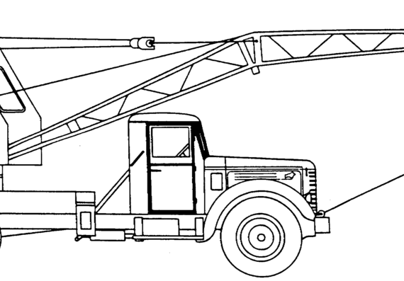 Грузовик MAZ-200 + Crane K-51 - чертежи, габариты, рисунки