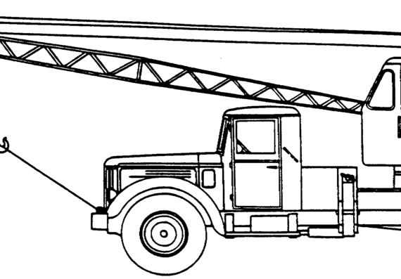 Truck MAZ-200 + Crane K-67 - drawings, dimensions, figures