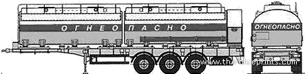 Truck MAZ-9919 Fuel Trailer - drawings, dimensions, pictures