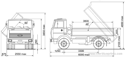 Truck MAZ 555102-225 4x2 (2007) - drawings, dimensions, figures