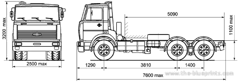 Truck MAZ 630303-245 6x4 (2007) - drawings, dimensions, figures
