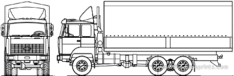 Truck MAZ 631705-230 6x6 4x4 (2007) - drawings, dimensions, figures