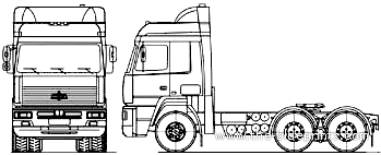Truck MAZ 643008-060-010 6x4 (2007) - drawings, dimensions, figures