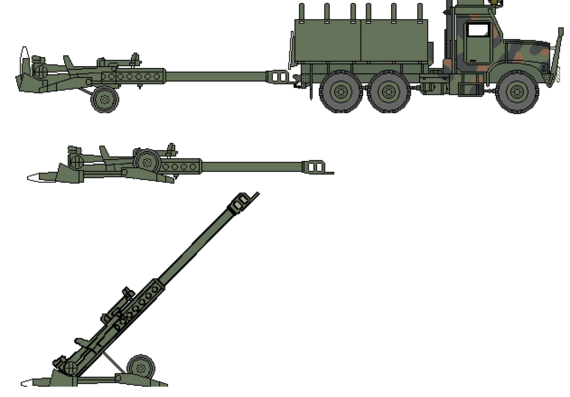 MTVR + M777 ULH truck - drawings, dimensions, figures