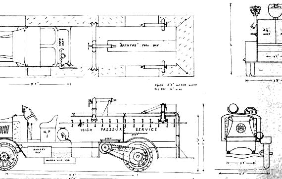 Mack Fire Truck (1920) - drawings, dimensions, pictures