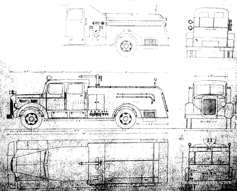 Грузовик Mack Fire Truck (1952) - чертежи, габариты, рисунки