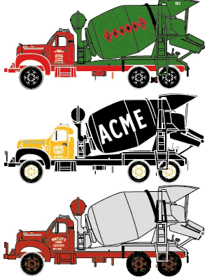Mack Model B Concrete Mixer truck - drawings, dimensions, pictures