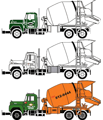 Mack Model R Concrete Mixer truck - drawings, dimensions, pictures