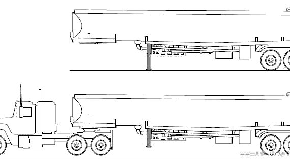 Грузовик Mack R Tanker Trailer - чертежи, габариты, рисунки