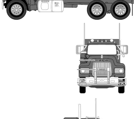 Грузовик Mack R Tractor - чертежи, габариты, рисунки