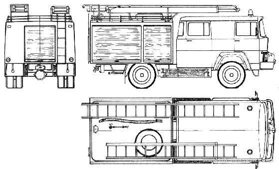 Грузовик Magirus-Deutz LF16 TS-1 Fire Truck (1975) - чертежи, габариты, рисунки