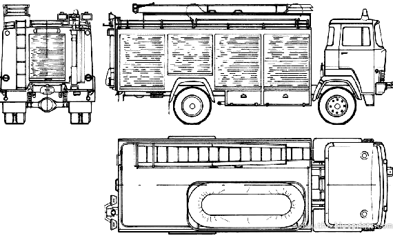Грузовик Magirus-Deutz RW Fire Truck (1979) - чертежи, габариты, рисунки