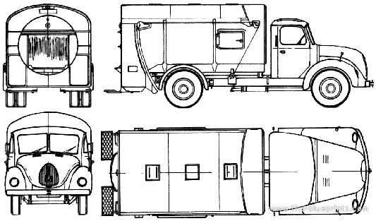 Грузовик Magirus-Deutz S3500 (1959) - чертежи, габариты, рисунки