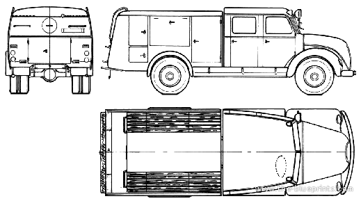 Грузовик Magirus-Deutz TLF16 Fire Truck (1960) - чертежи, габариты, рисунки