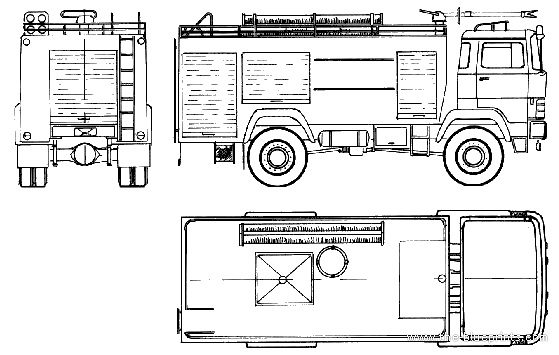 Грузовик Magirus-Deutz TLF24-50 Fire Truck (1976) - чертежи, габариты, рисунки