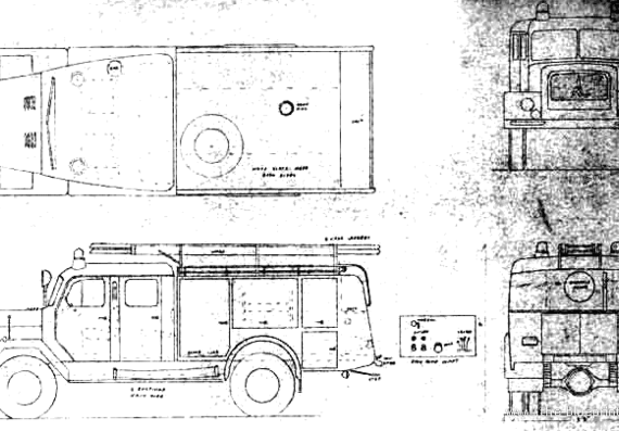 Грузовик Magirus TLF-16 Fire Truck (1964) - чертежи, габариты, рисунки