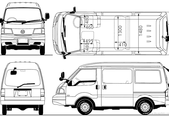 Грузовик Mazda Bongo HR (2010) - чертежи, габариты, рисунки