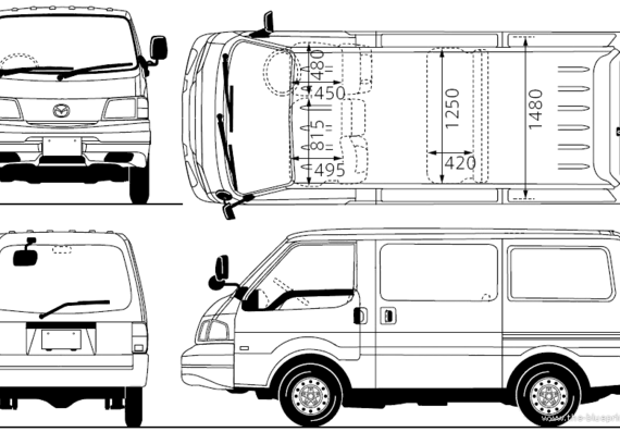 Грузовик Mazda Bongo LR (2010) - чертежи, габариты, рисунки