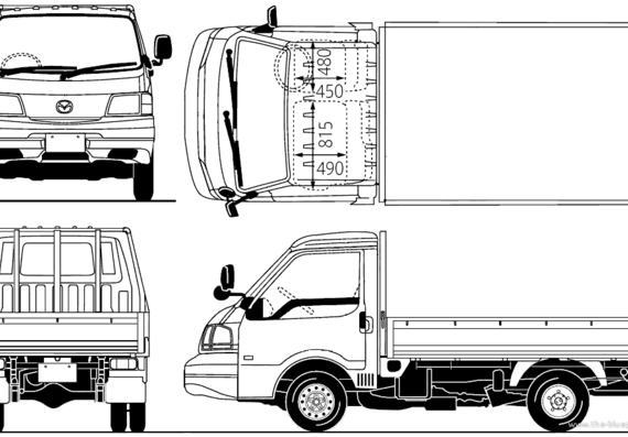 Грузовик Mazda Bongo Pick-up 2WD (2010) - чертежи, габариты, рисунки