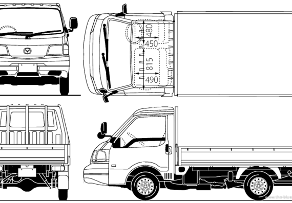 Грузовик Mazda Bongo Pick-up 4WD (2010) - чертежи, габариты, рисунки
