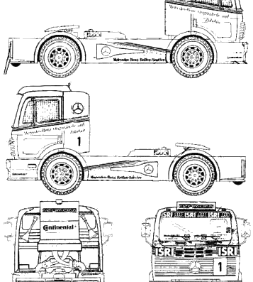 Грузовик Mercedes-Benz 1450 LS - чертежи, габариты, рисунки