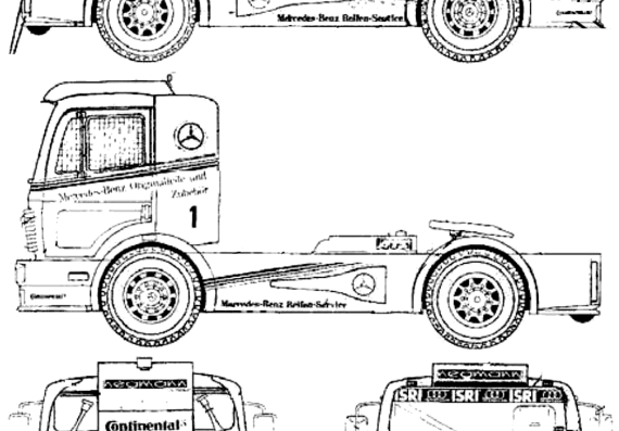 Грузовик Mercedes-Benz 1450 LS Tractor - чертежи, габариты, рисунки